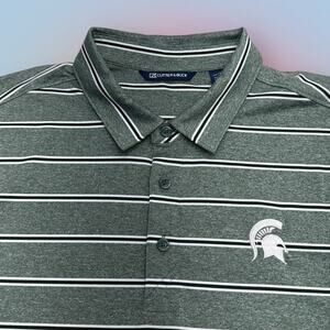 MICHIGAN STATE SPARTANS Men’s XL Green Striped Polo Shirt